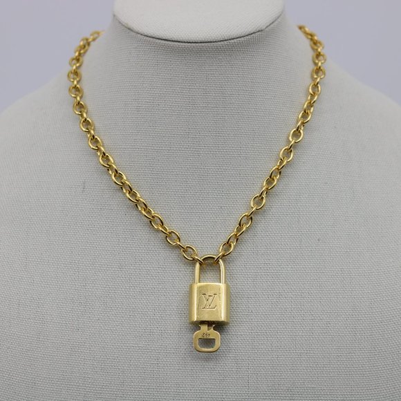 Louis Vuitton Gold Padlock & Key with Second-hand Necklace - Picture 1 of 7
